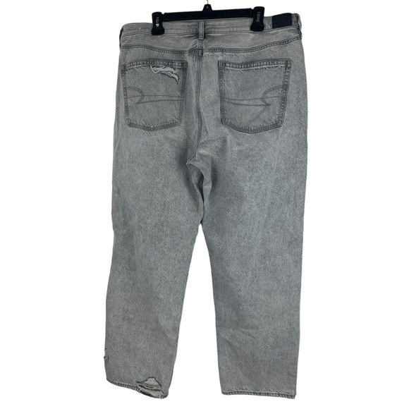 American Eagle AE Ripped '90s Straight Jean Haze Gray Jeans Womens Plus Size 18 - Picture 12 of 13